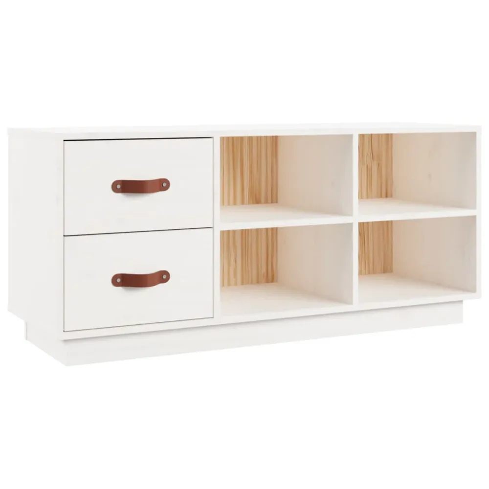 Banc à chaussures bottes commode étagère meuble entrée rangement 100 x 34 x 45 cm bois de pin massif blanc 02_0022875 Faci...