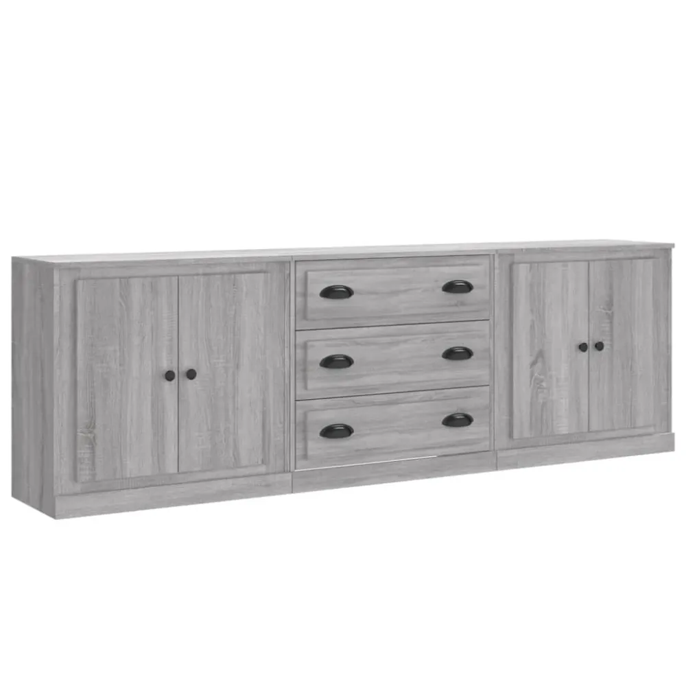 Buffet bahut commode armoire meuble de rangement organisateur cuisine salle de séjour salons 3 pcs sonoma bois d'ingénieri...