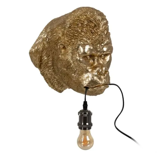 Certifié CE Applique Murale Tête de Gorille Dorée