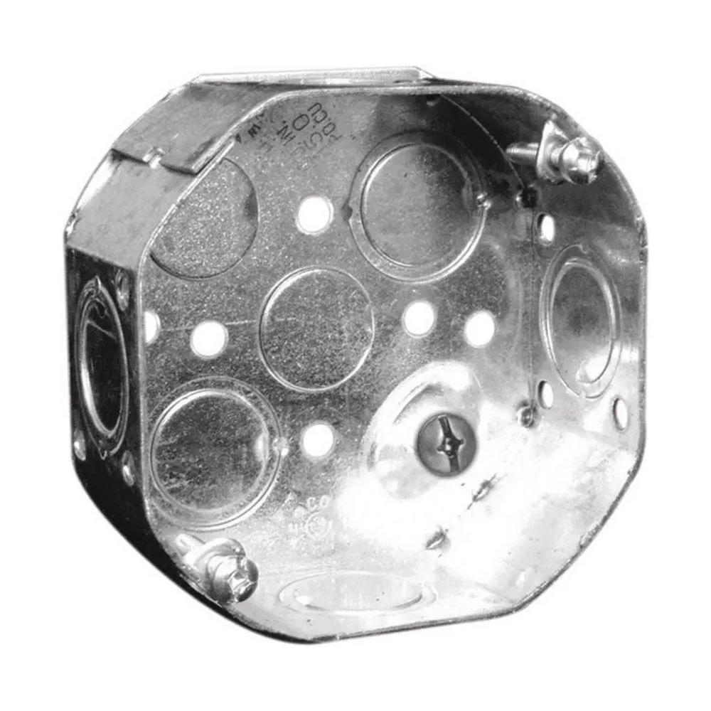 Boîte électrique octogonale de 4'' avec 8 débouchures concentriques, 1-1/2" de profondeur (15 po³) Lot de 25