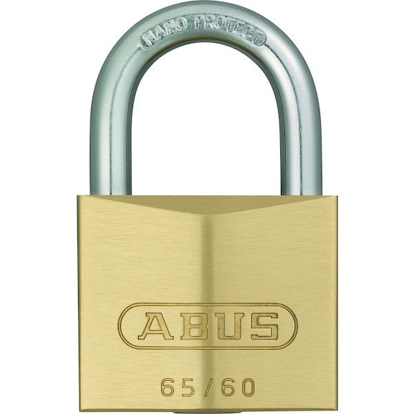 Cadenas à majeur LAITON 65 VARIE laiton massif - Largeur du coffre : 60 mm - Hauteur de l'anse : 35 mm - ABUS