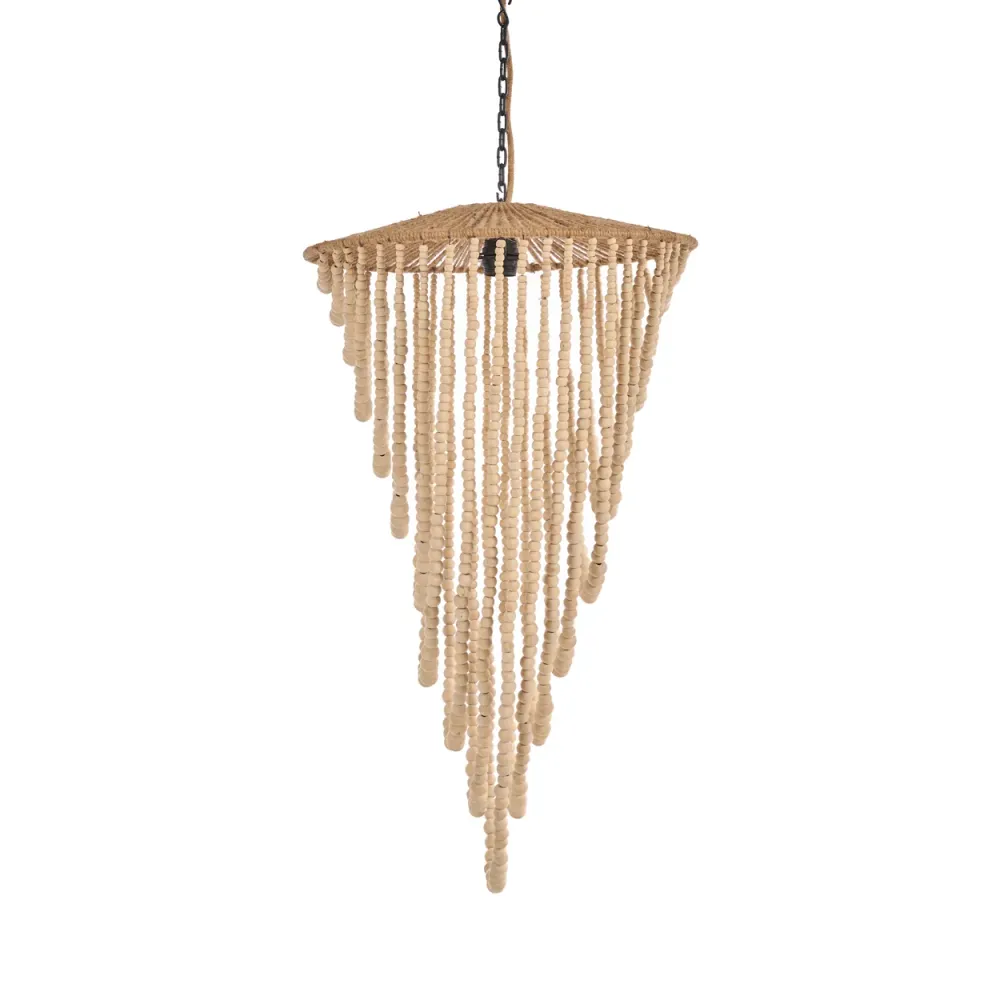 Wooden Bead Chandelier - Natural - L