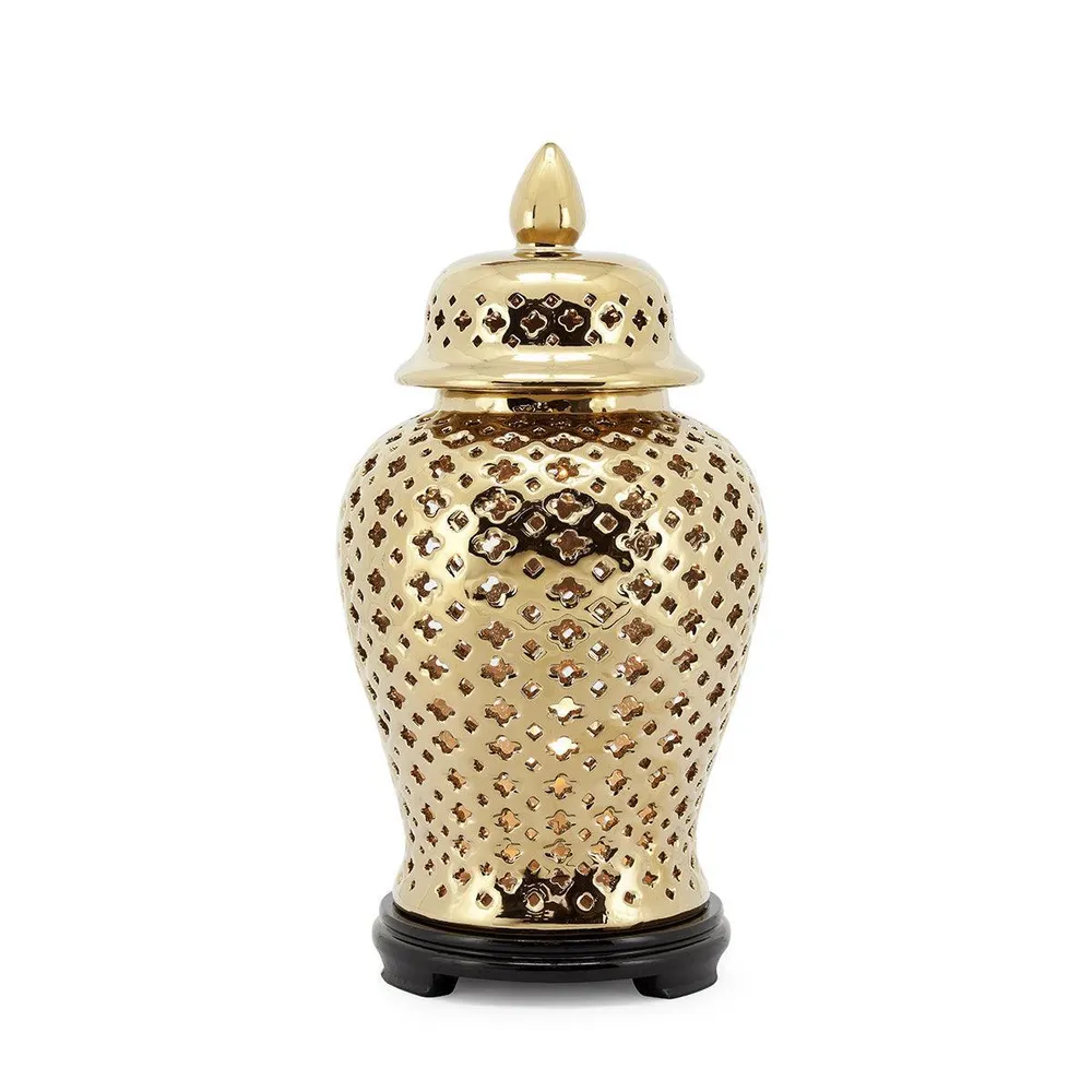 Abhika Lampe De Table Ming Croix Or | H 48 cm