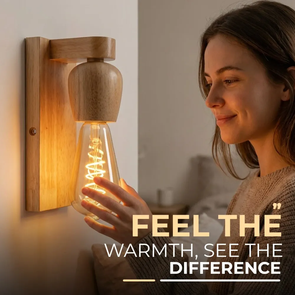 Applique murale en bois naturel E27 LED rustique d'intérieur ~2051