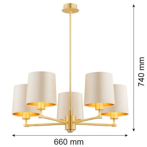 Lustre Argon Princeton 5L E27 H 74cm