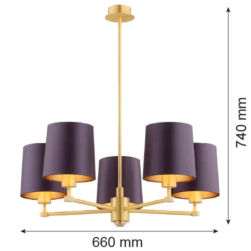 Lustre Argon Princeton 5L E27 H 74cm