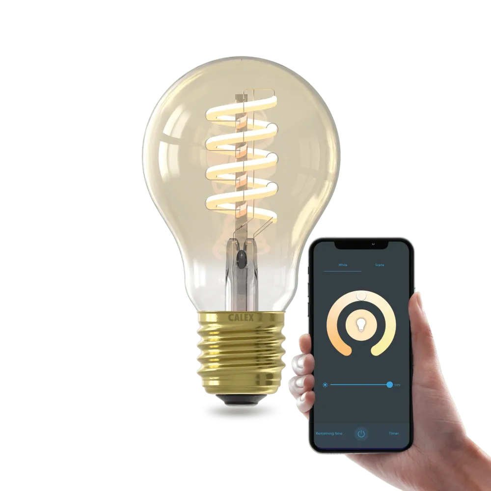 Calex Smart Ampoule LED Spiralée - E27 - A60 - CCT - Doré