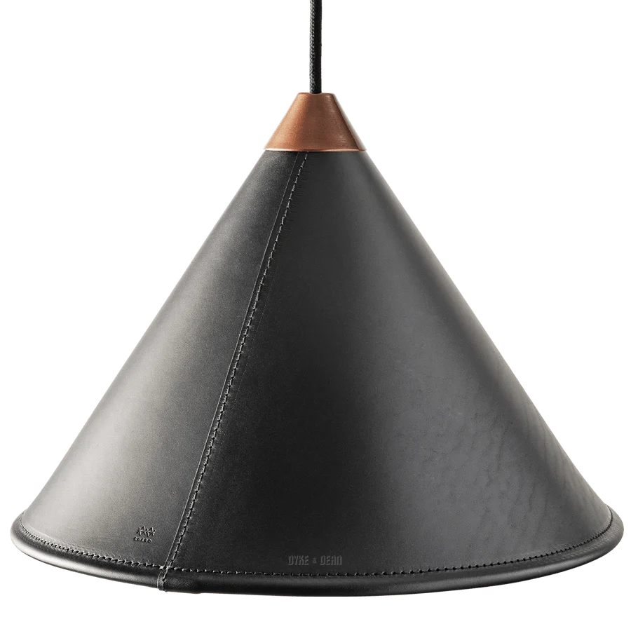 LAMPE CONIQUE EN CUIR NOIR CUERO