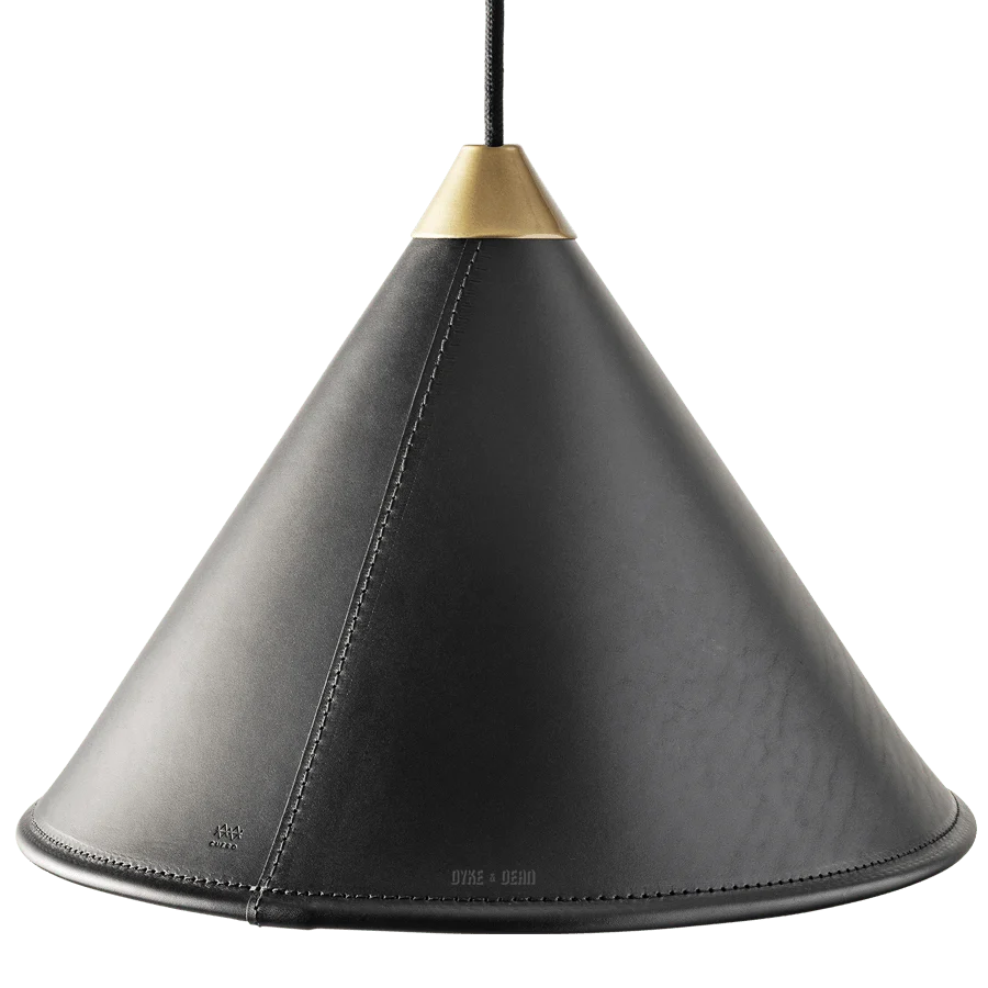 LAMPE CONIQUE EN CUIR NOIR CUERO