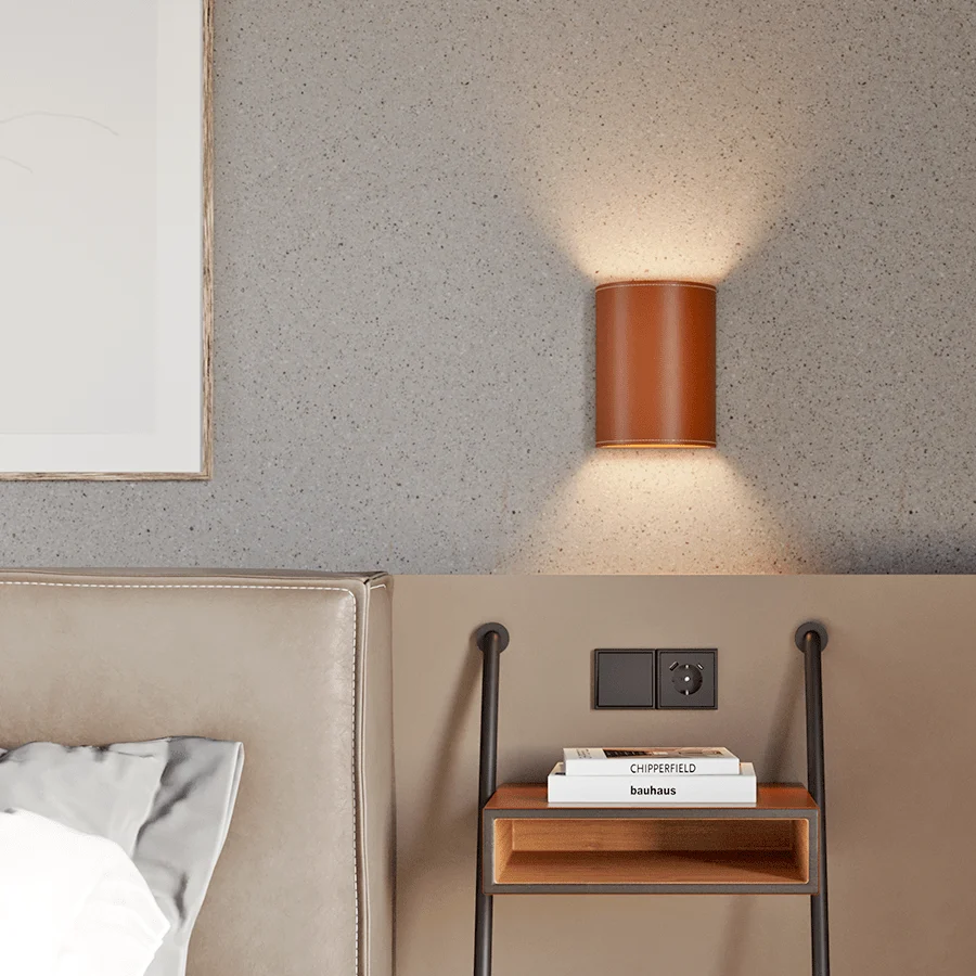 CUERO LEATHER E14 WALL LIGHT LARGE CHOCOLATE