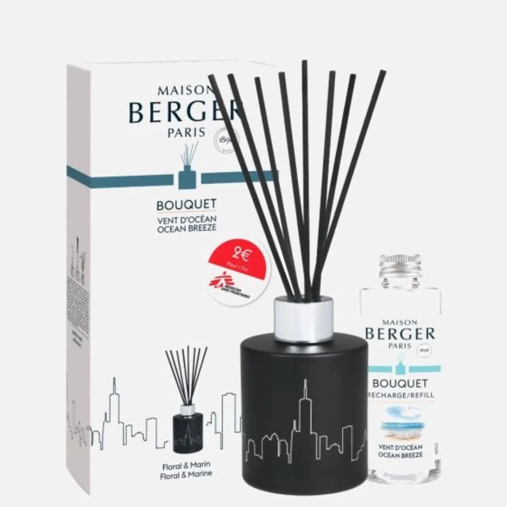 Diffuseur à Bâtonnets MSF Noire+ 100 ml - Coffret Vent d'Océ