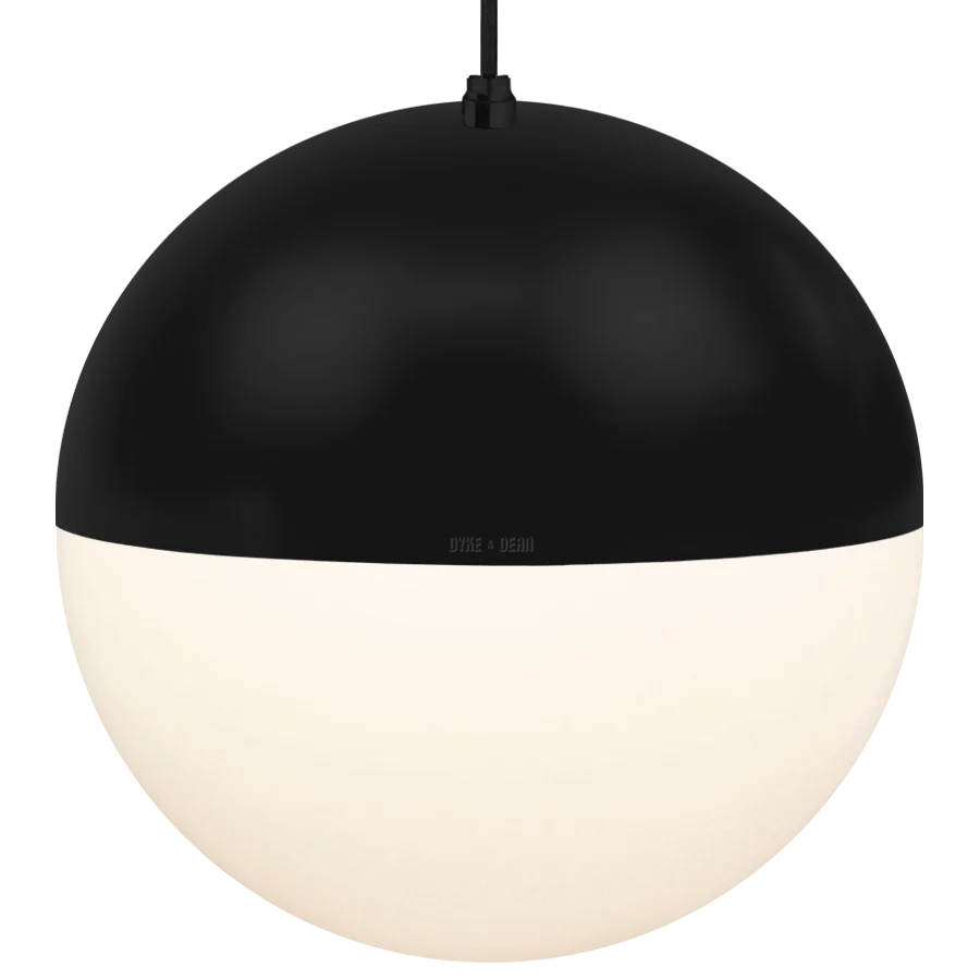 DOME CAPPED OPAL GLOBE PENDANT BLACK 500MM