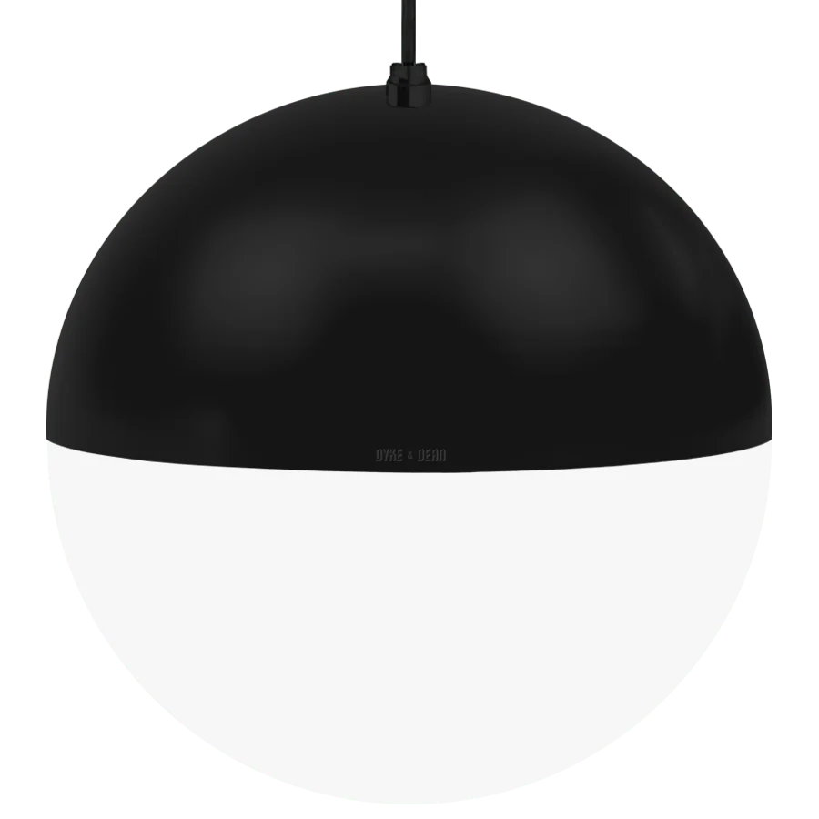 DOME CAPPED OPAL GLOBE PENDANT BLACK 500MM