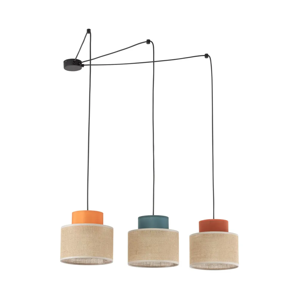 DUO Jute Adjustable 3-Light Pendant Dining Table & Kitchen Island