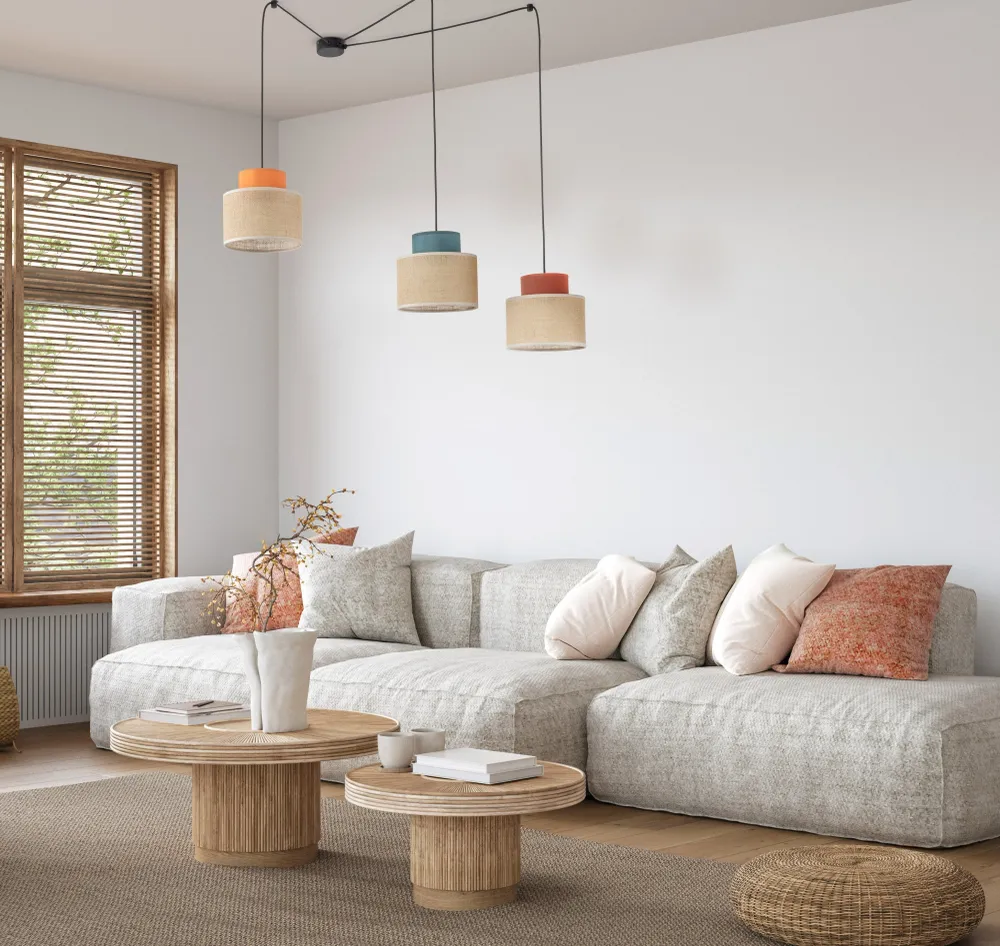 DUO Jute Adjustable 3-Light Pendant Dining Table & Kitchen Island