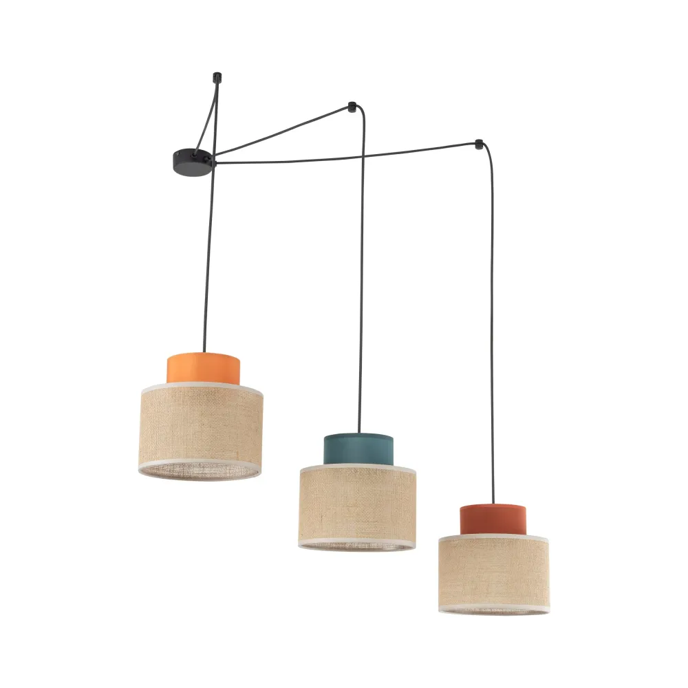 DUO Jute Adjustable 3-Light Pendant Dining Table & Kitchen Island