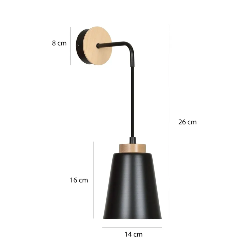 Applique murale BOLERO 1L, noire, E27 Emibig