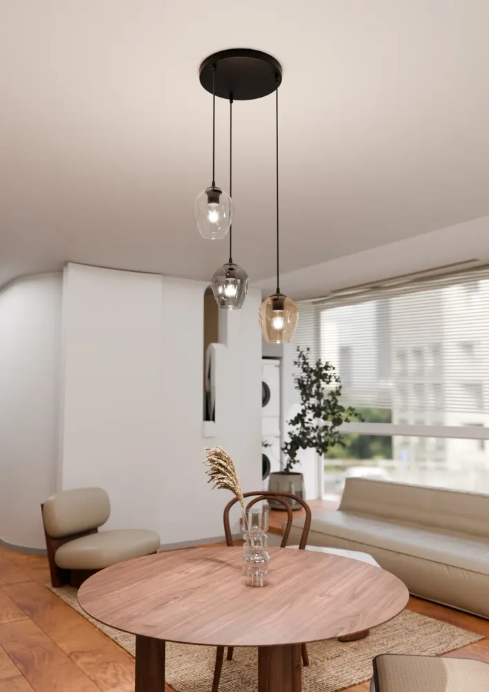 Lampe à suspension ISTAR 3L, D14 noire, E27 Emibig