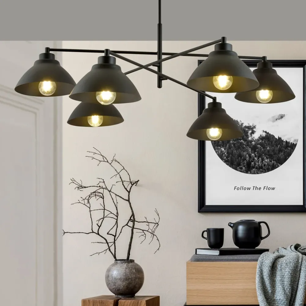 Lustre MAVERICK 6L, D22 blanc, E27 Emibig