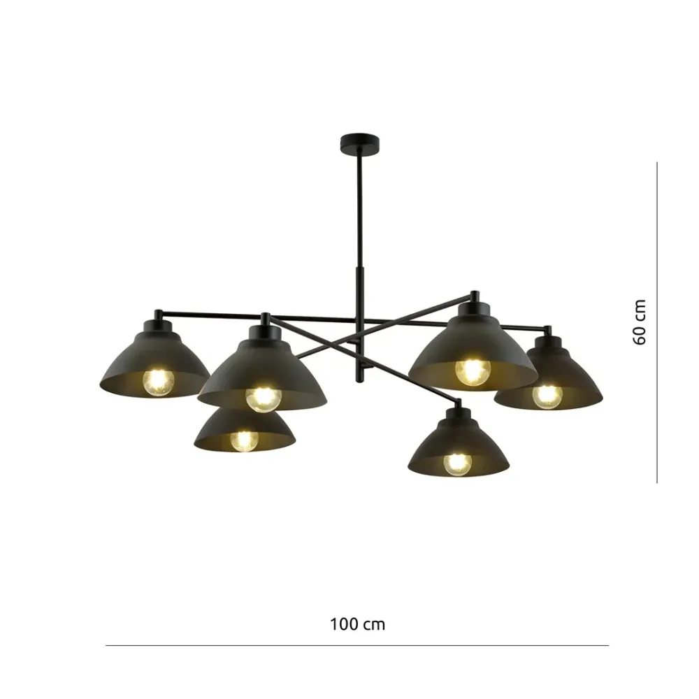 Lustre MAVERICK 6L, D22 blanc, E27 Emibig