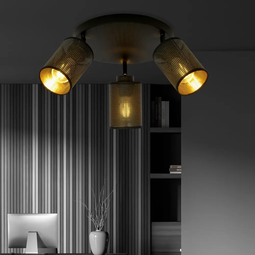 Plafonnier BRONX 3L, D10 noir, E14 Emibig