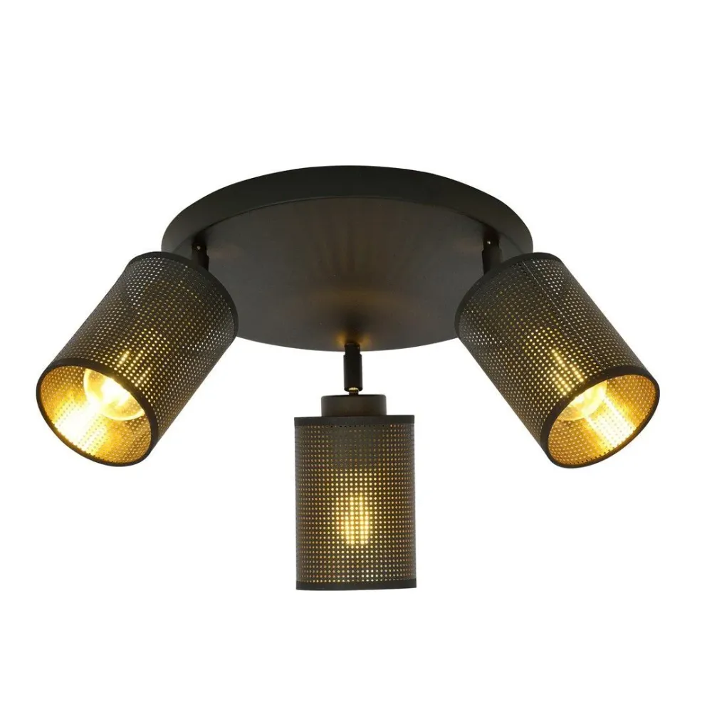 Plafonnier BRONX 3L, D10 noir, E14 Emibig