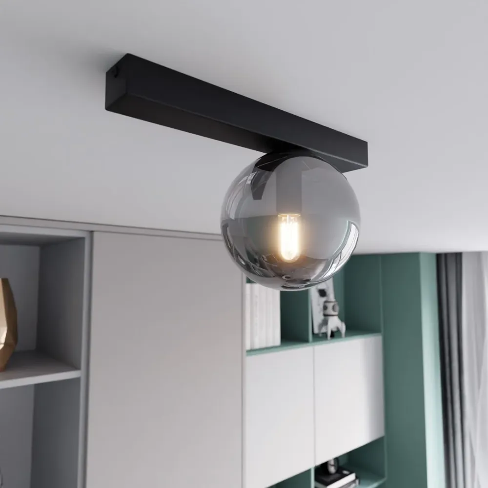 Plafonnier FIT 1L, D14 noir, E14 Emibig