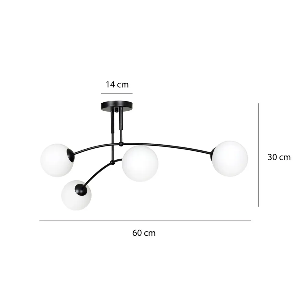 Plafonnier PREGOS 4L, D15 blanc, E14 Emibig