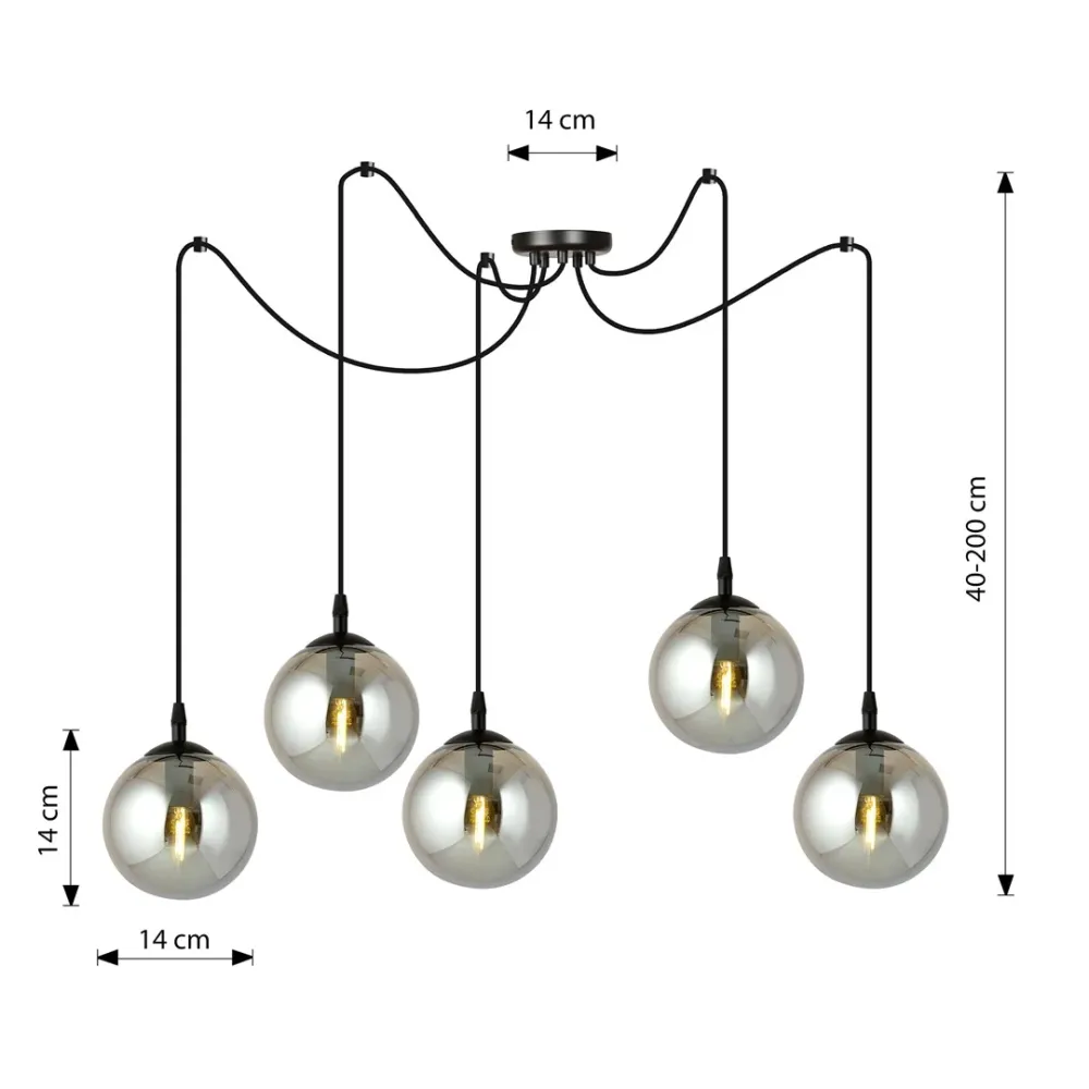 Suspension GIGI 5L, D14 noir, E14 Emibig