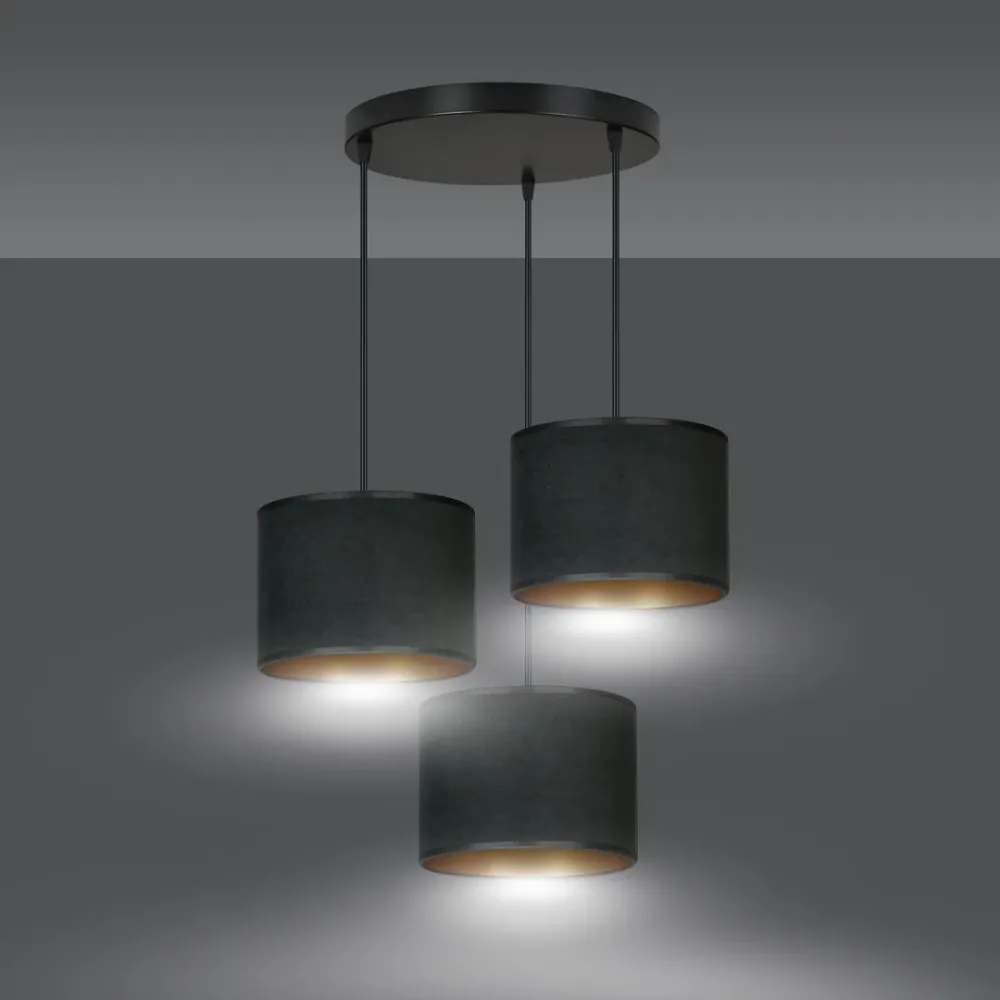 Suspension HILDE 3L, D20 noir, E27 Emibig