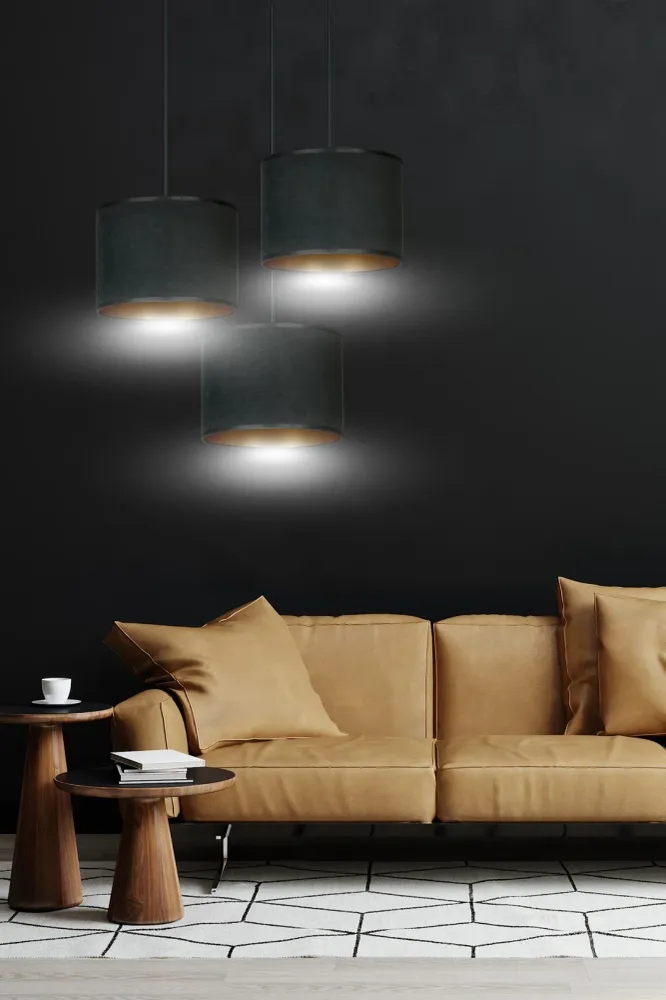 Suspension HILDE 3L, D20 noir, E27 Emibig