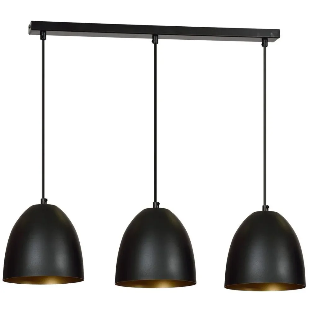 Suspension LENOX 3L, noire, E27 Emibig