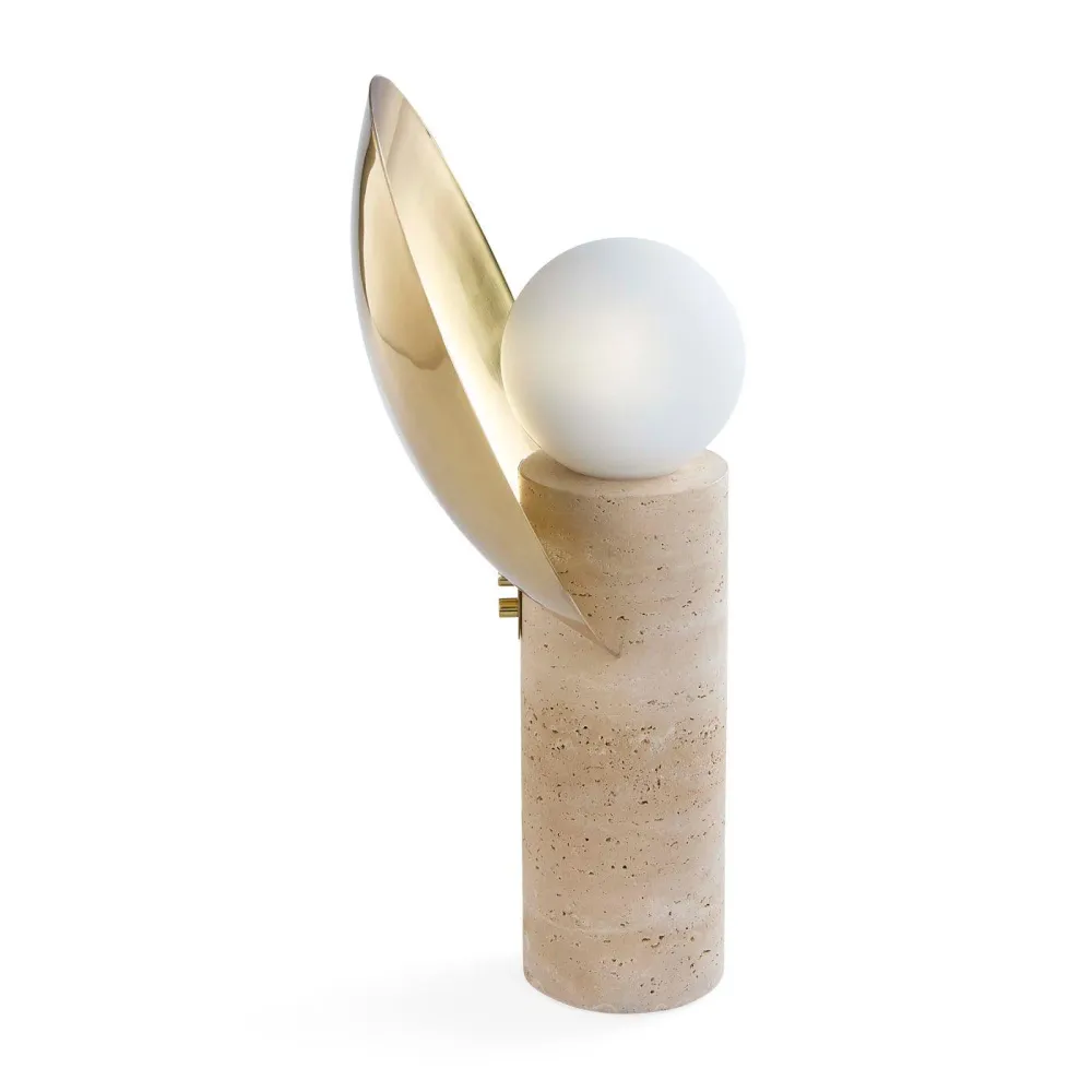 Jonathan Adler Lampe De Table En Travertin Halo