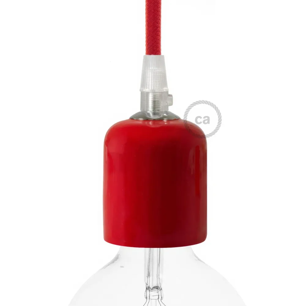 Kit douille ampoule E26 en céramique fait main - Rouge