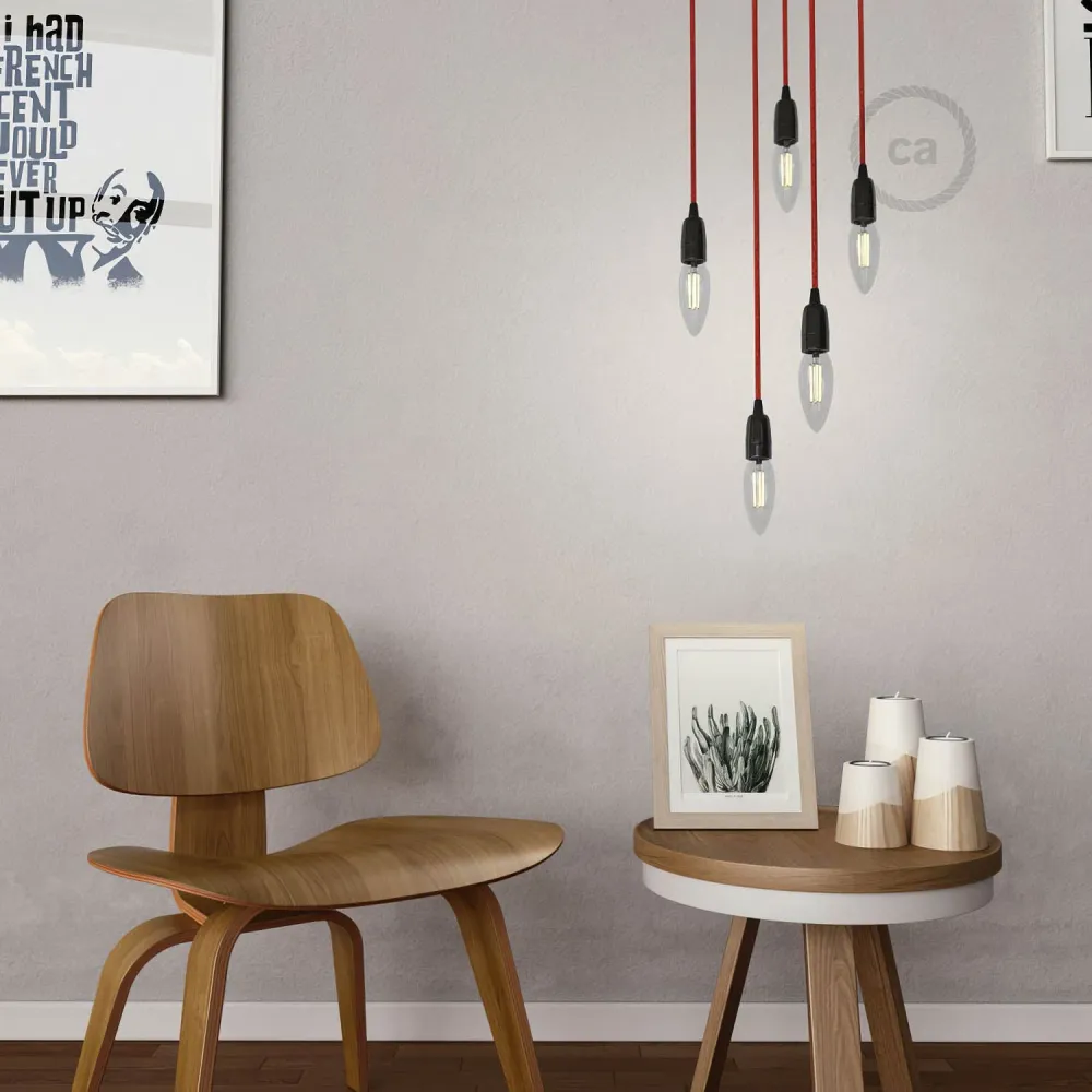 Kit douille E14 en porcelaine - Noir