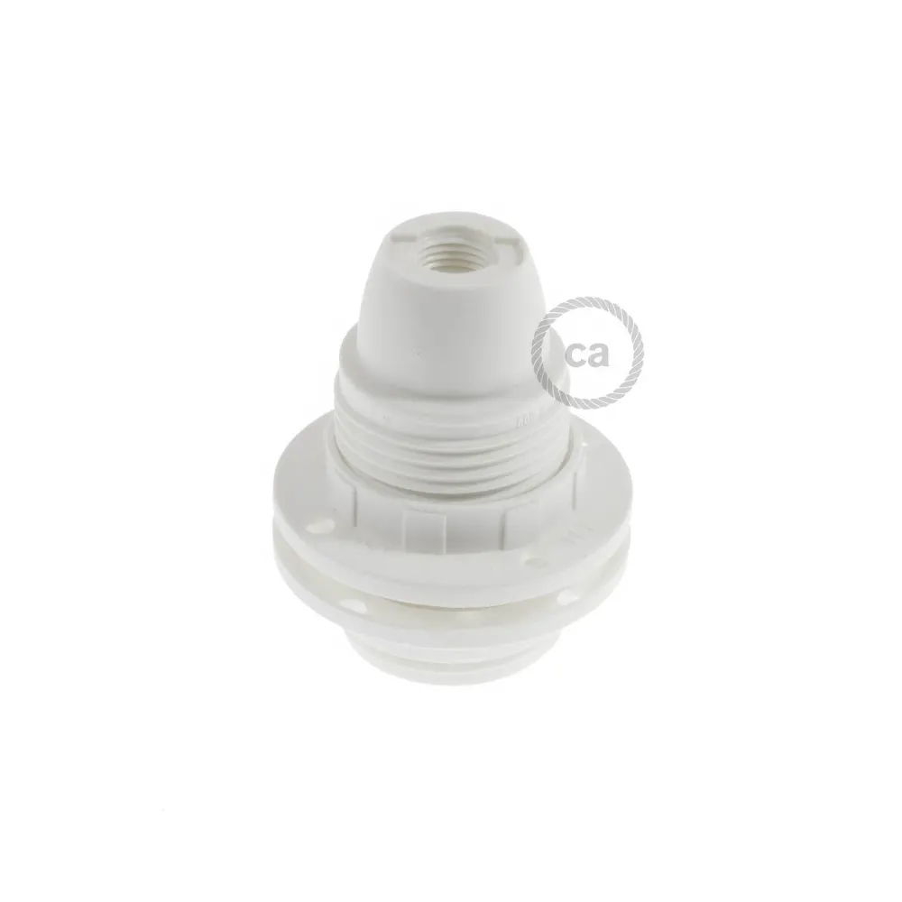 Kit douille E14 en thermoplastique avec double bague pour abat-jour - Blanc
