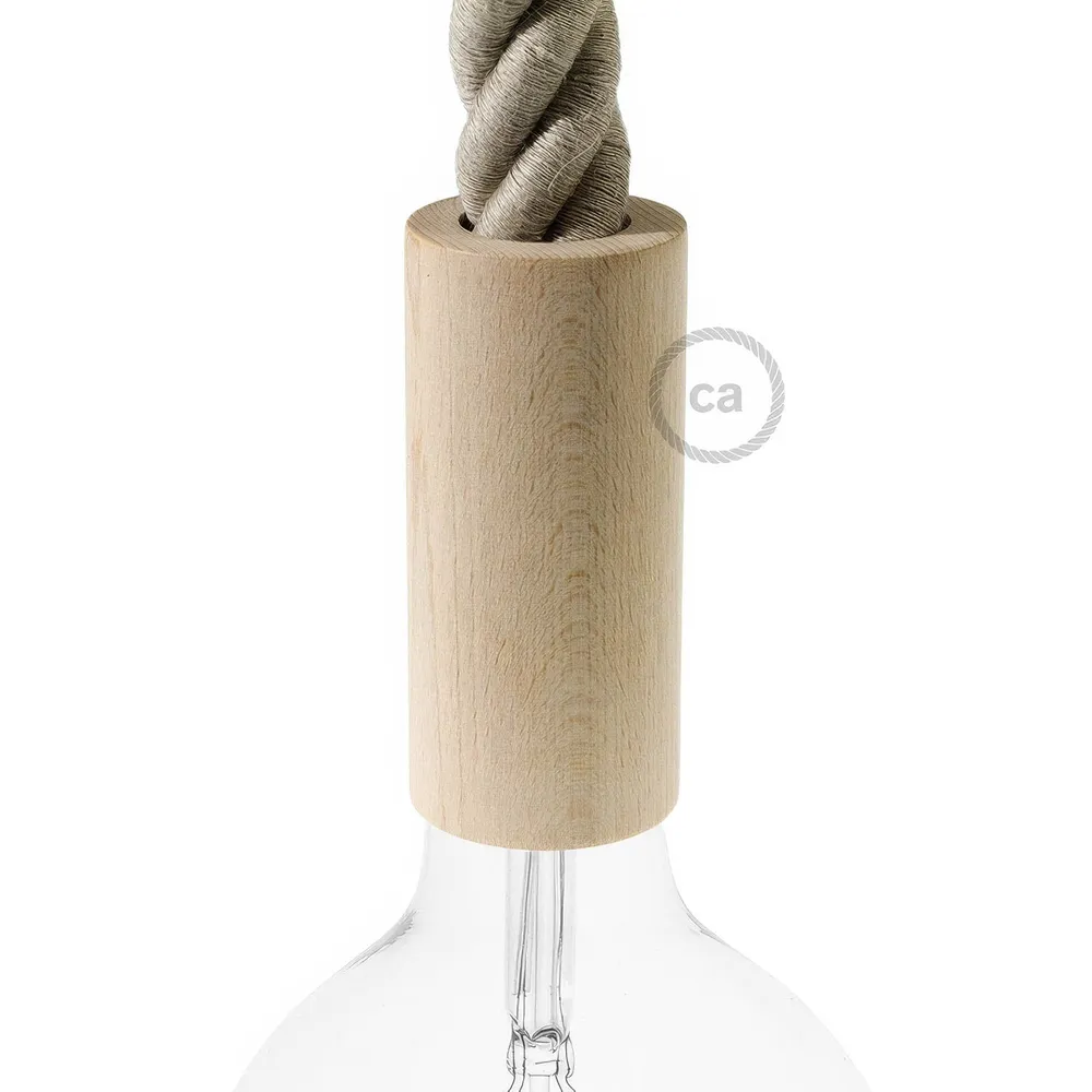Kit douille E26 3XL bois pour cordes - Naturel