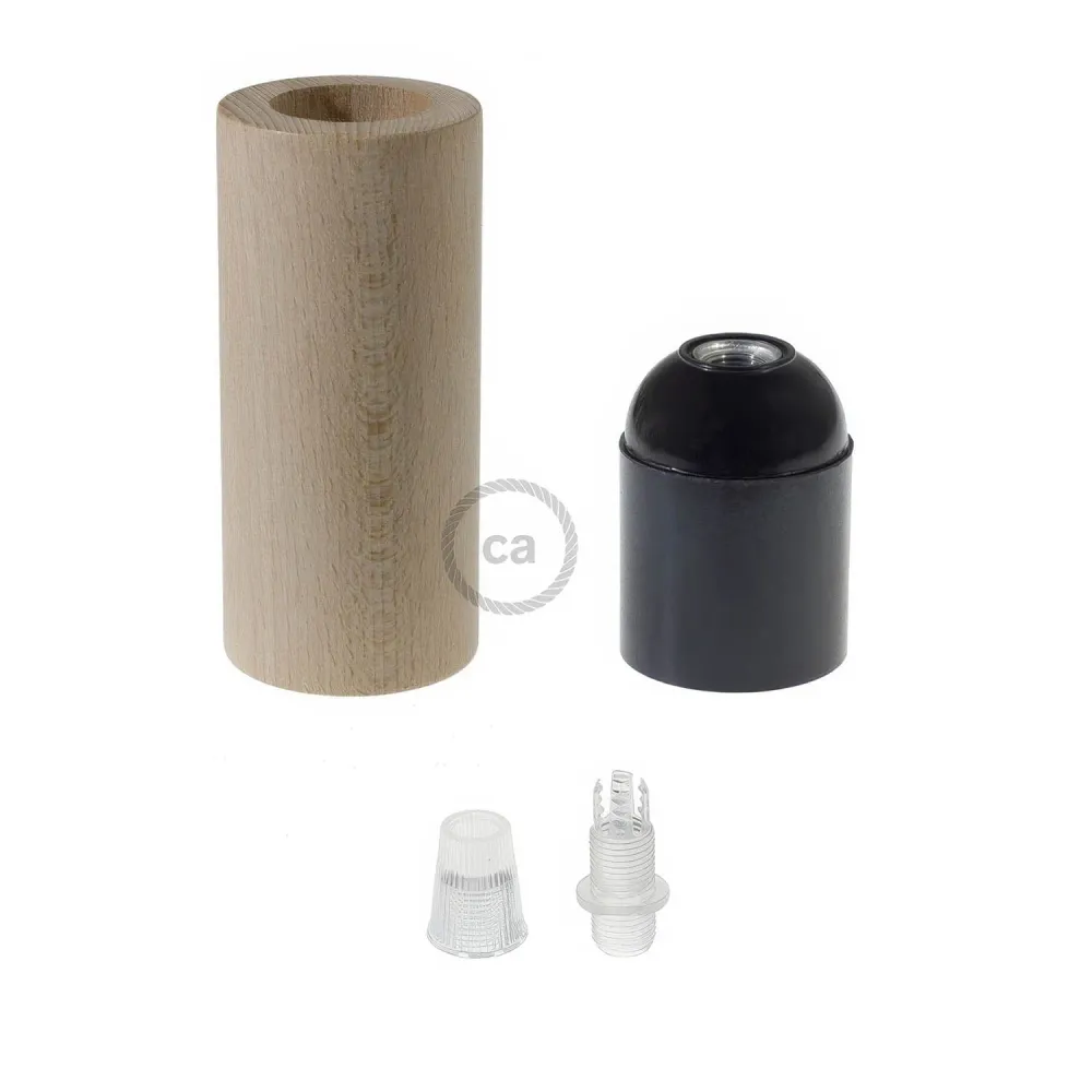 Kit douille E26 3XL bois pour cordes - Naturel