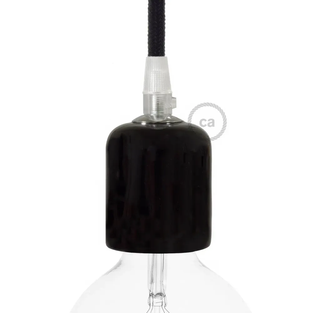Kit de douille E26 en céramique artisanale - Noir