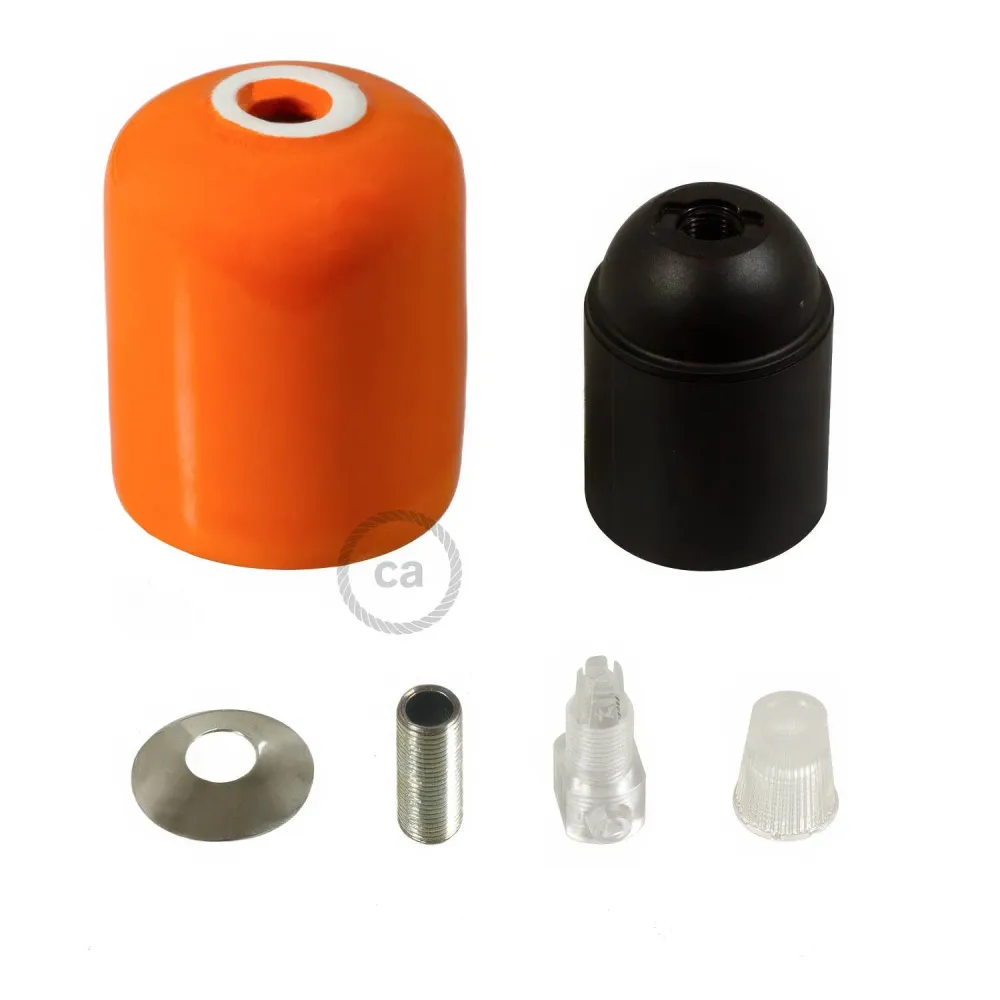 Kit douille E26 en céramique artisanale - Orange