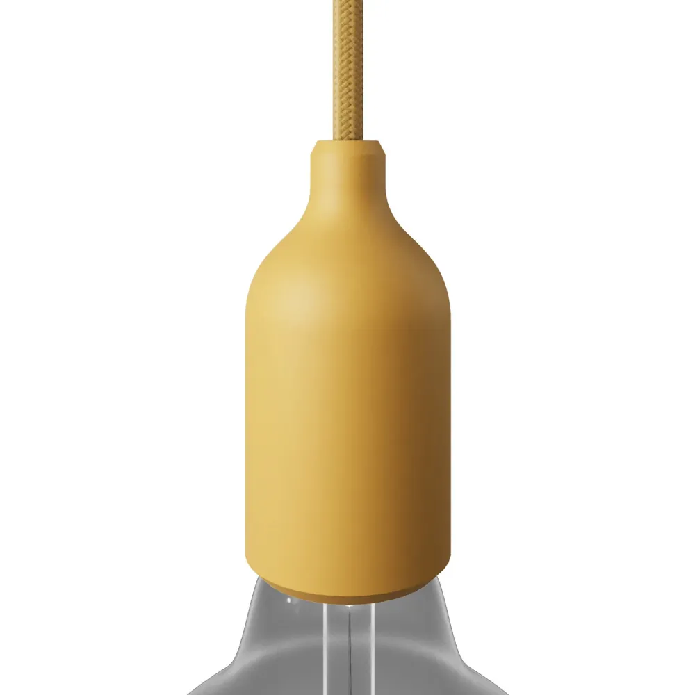 Kit douille E26 en silicone avec serre-câble caché - Jaune moutarde