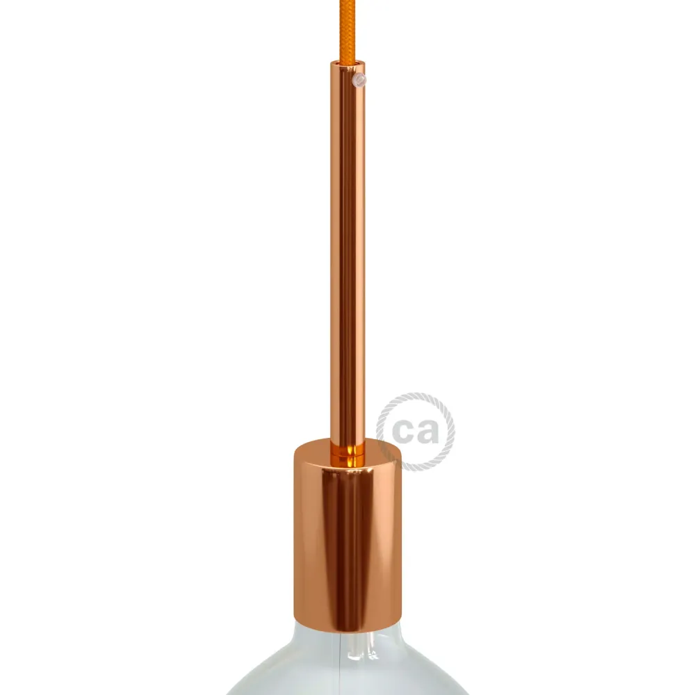 Kit douille E27 cylindrique en métal avec serre-câble de 15 cm - Cuivre