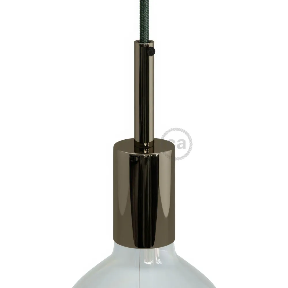 Kit douille E27 cylindrique en métal avec serre-câble de 7 cm - Noir perle