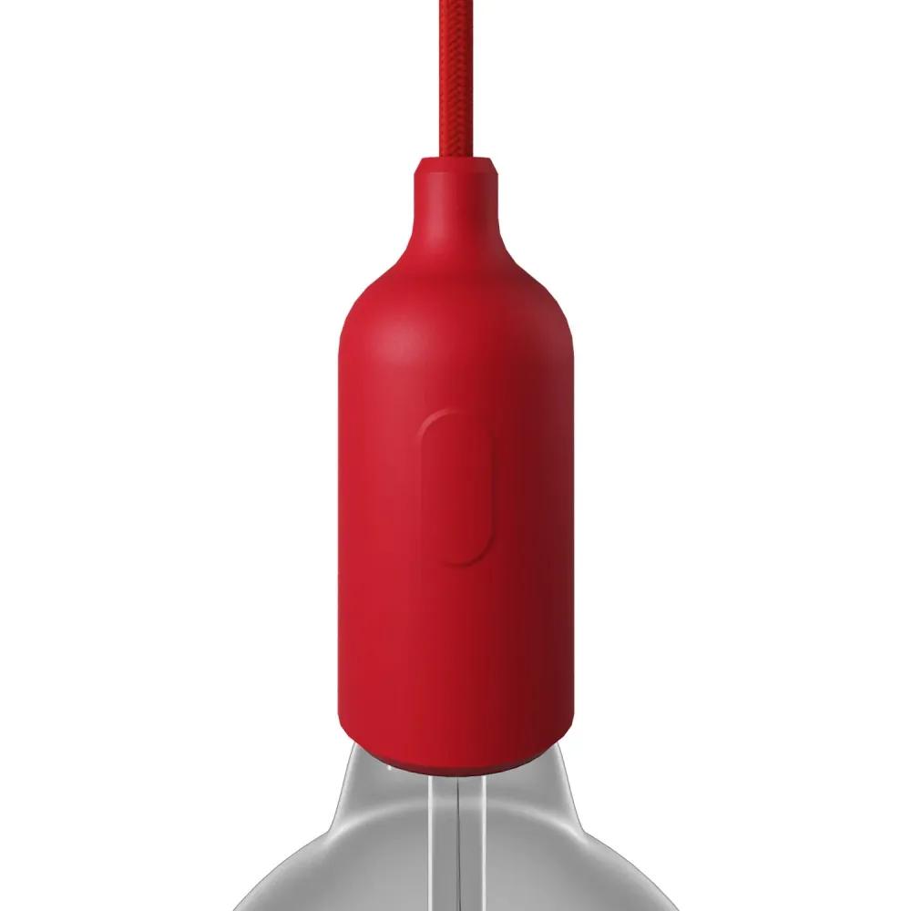 Kit douille E27 en silicone avec interrupteur et serre-câble cachés - Rouge
