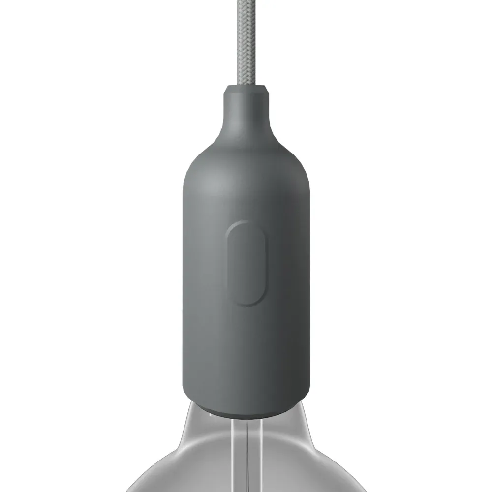 Kit douille E27 en silicone avec interrupteur et serre-câble dissimulés - Gris