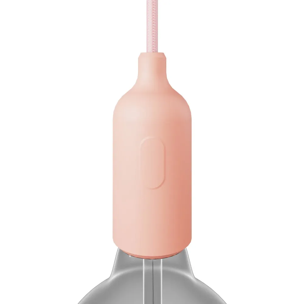 Kit douille E27 en silicone avec interrupteur et serre-câble cachés - Saumon