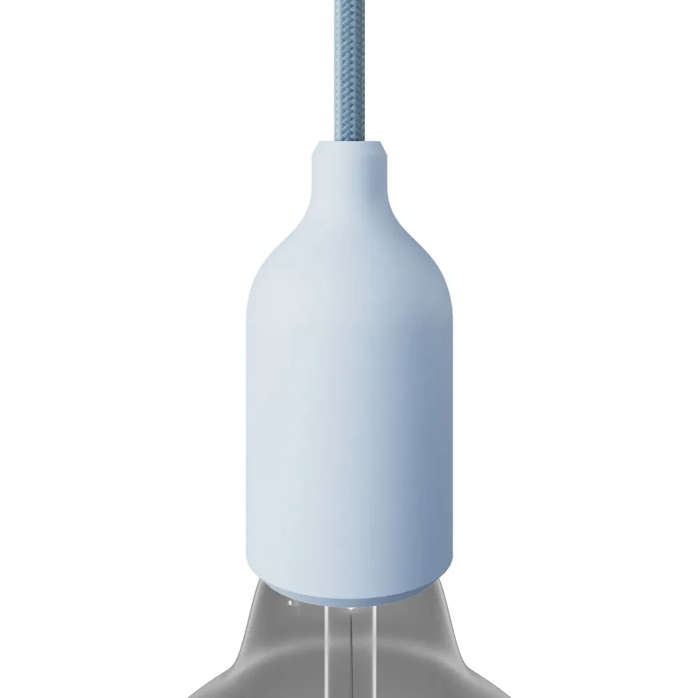 Kit douille silicone E26 avec serre-câble caché - Bleu doux