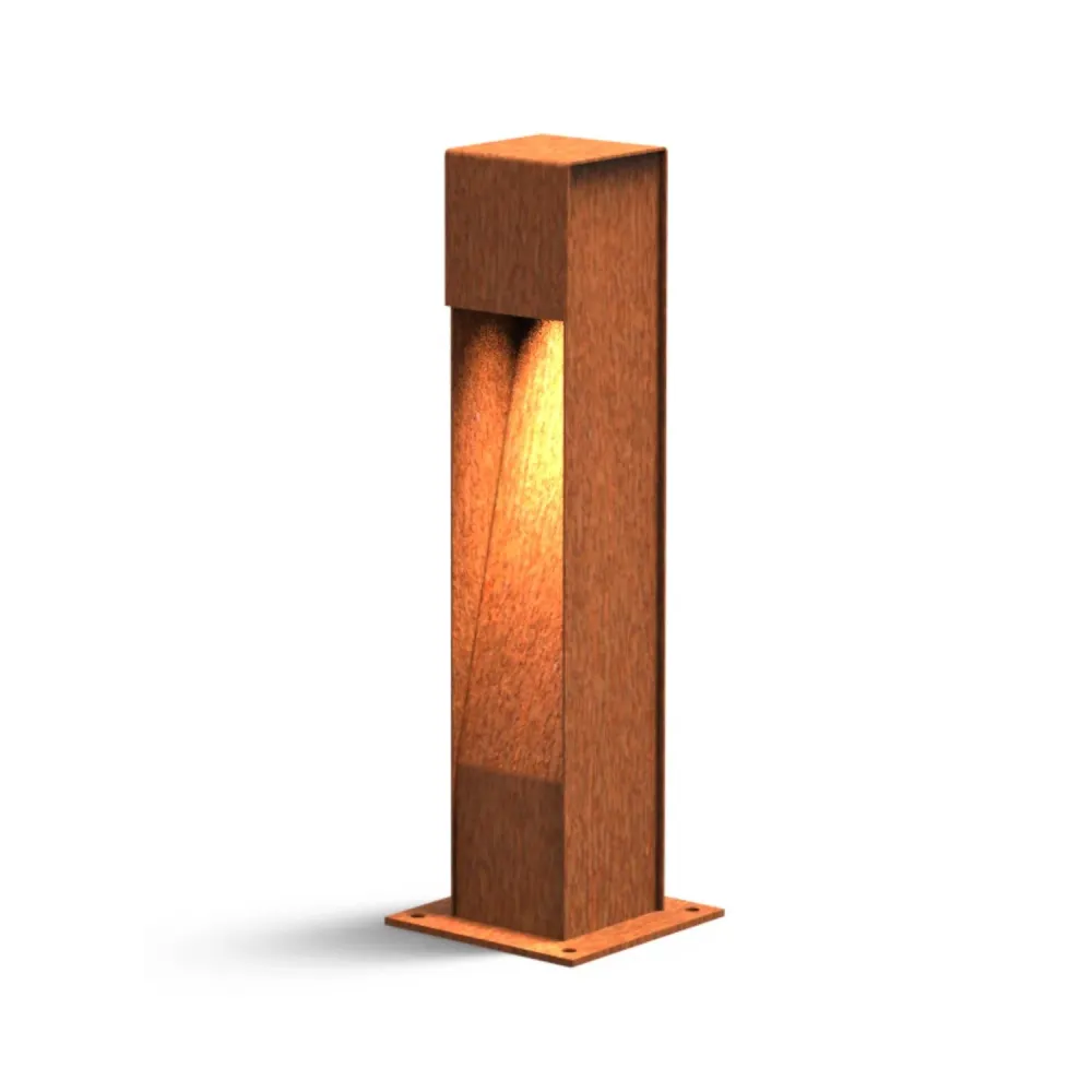 Lampe Pillar en acier Corten 10 x 10 x 50 cm (P x L x H)