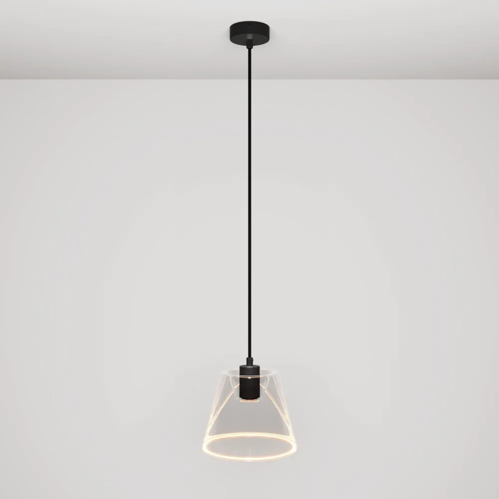 Lampe à suspension avec ampoule Ghost à cône transparent - Noir