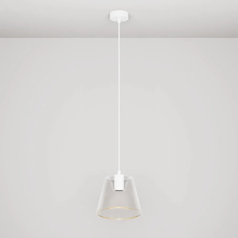 Lampe à suspension avec ampoule Ghost à cône transparent - Blanc